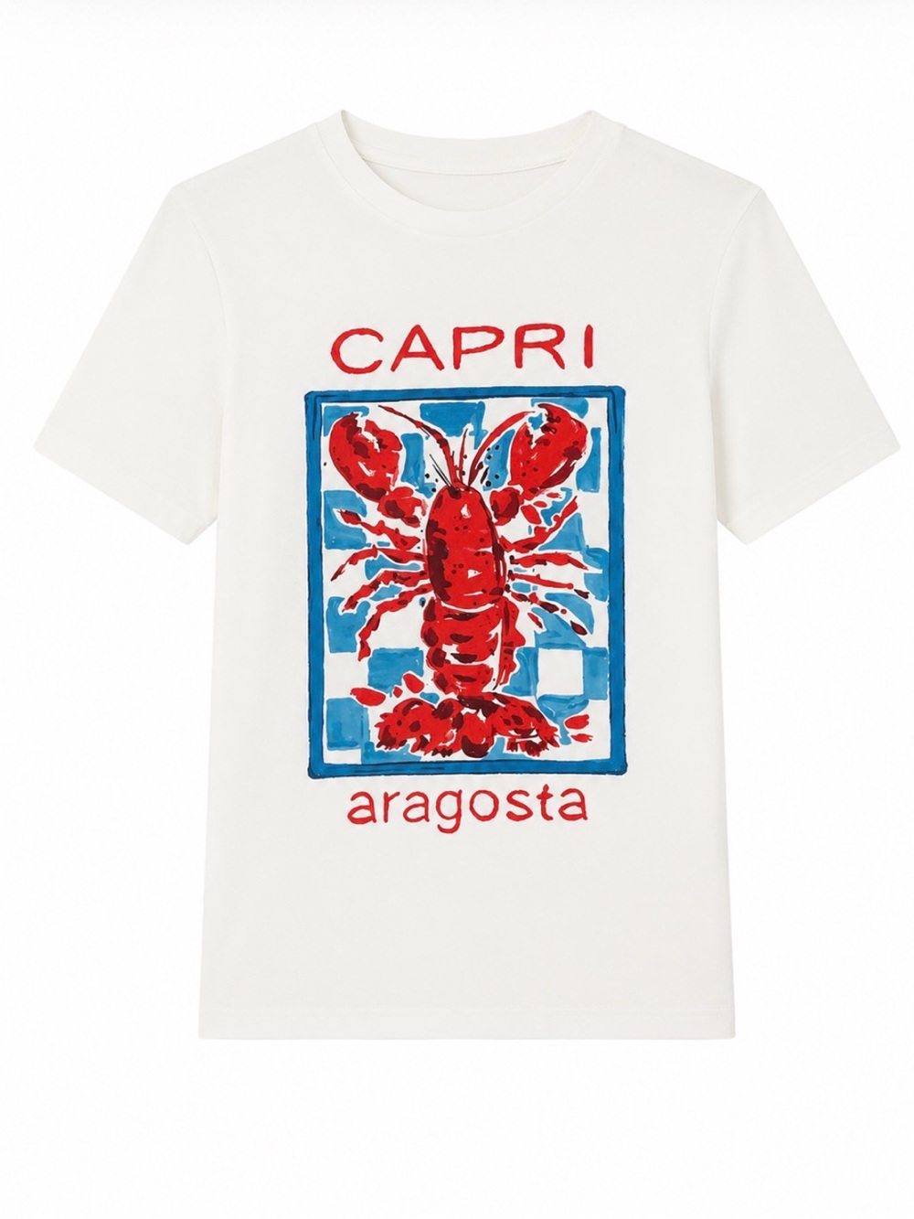 Capri Lobster Graphic Tee — White with Red & Blue Print - Picture 3 of 4